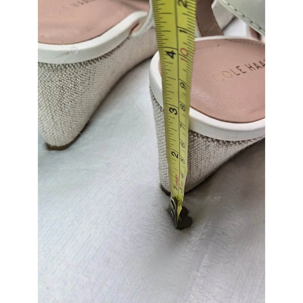 Cole Haan Grand 365 Cream Leather Wedge Sandals Womens 7B Off‎ White